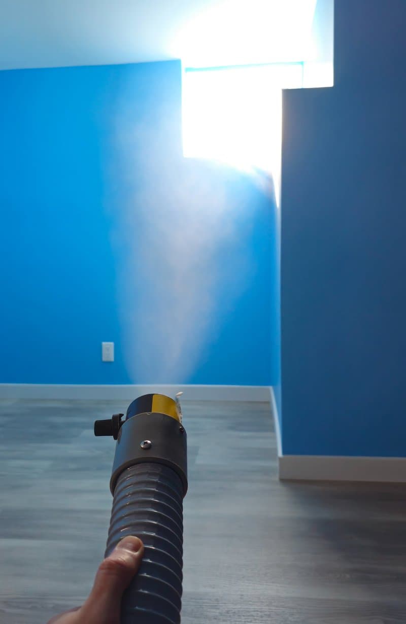 Fumigation equipment on a post-flood work site
